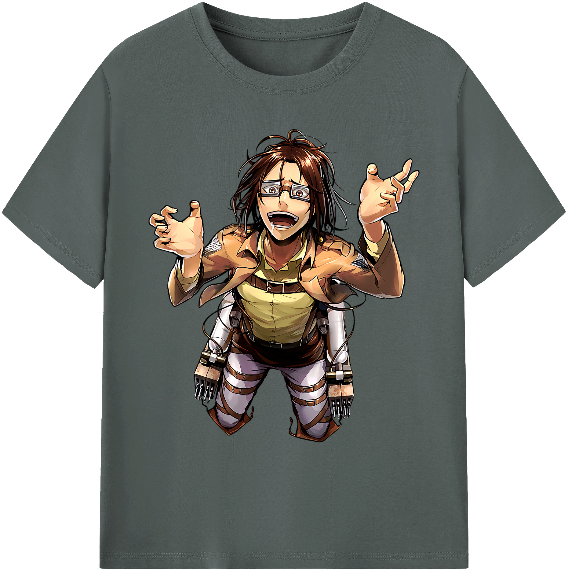 （画像用） 進撃の巨人 ハンジ·ゾエ Attack on Titan Hanji Zoe 綿100％ メンズ半袖Tシャツ｜肌触りやわらか＆通気性